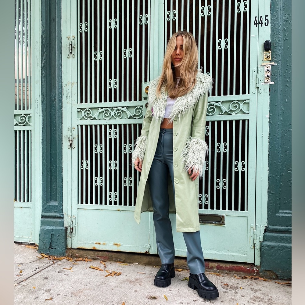 verge girl sage leather shag coat - Picture 3 of 6